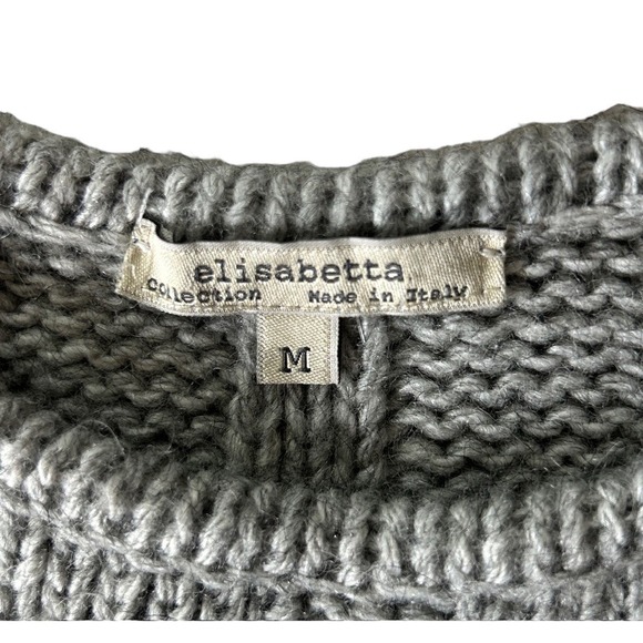 Elisabetta Collection Medium Alpaca Wool Blend Scoop Neck Cable Knit Sweater - Picture 6 of 7